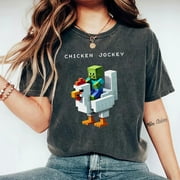Minecraft! Chicken Jockey Funny Shirt, Unisex Gamer Tee, Quirky Cotton Graphic Tee for Chicken Lovers, Hilarious Gaming Gift